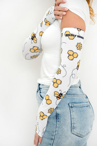 Cycling Protection Sleeves - Bee White - Wildlyready