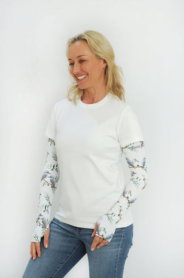 Cycling Protection Sleeves - Kookaburra White - Wildlyready