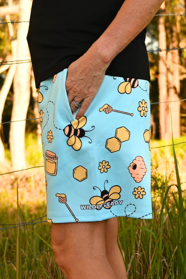 Everyday Outdoor Longline Shorts - Bees Blue