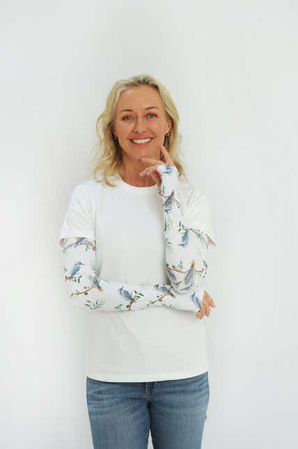 Cycling Protection Sleeves - Kookaburra White - Wildlyready