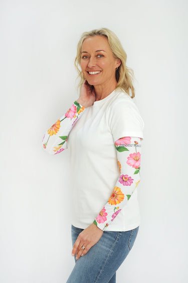 Cycling Protection Sleeves - Zinnia White - Wildlyready