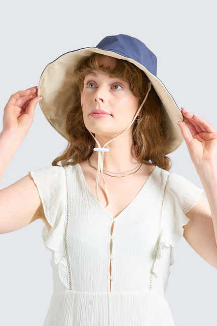The Mariner Ultra Wide Brim Hat UPF50+ Navy Blue Cream - Wildlyready